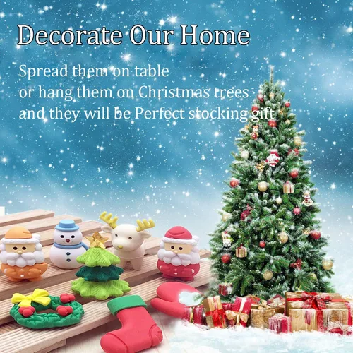 Miniatura 9 de LanMa 30 piezas de borradores de Navidad para niños, rompecabezas de animales, borrador de escritorio, mascotas, recompensas de aula, recuerdos