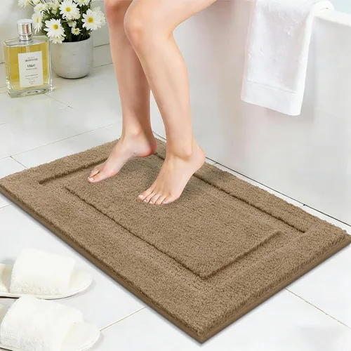 Miniatura 56 de SHACOS Alfombras de baño súper suaves y esponjosas de 24"x36" antideslizantes, lavables, alfombras de baño absorbentes, alfombras para suelo de Gris