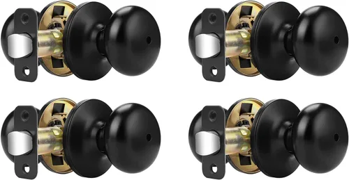Miniatura 11 de Probrico - Perillas de privacidad para puerta de baño/dormitorio, perilla interior de bronce aceitado sin llave, perilla de puerta con bloqueo sin