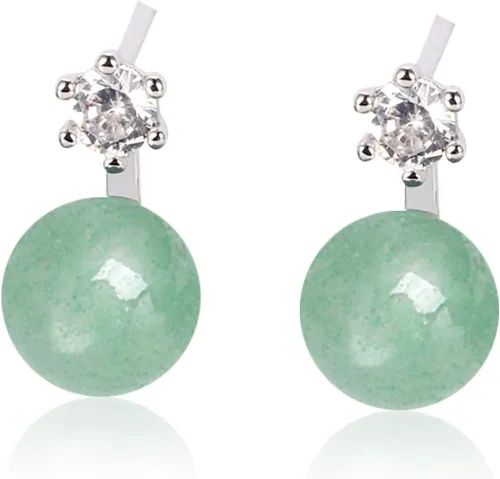 Miniatura 90 de Jade Earrings Studs,Green Jade Earrings for Women,925 Sterling Silver Earrings Studs for Sensitive Ears,Handmade Jade Earrings for Birthday