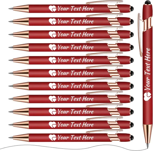Miniatura 27 de Bolígrafos personalizados con lápiz capacitivo, bolígrafos con nombre impresos personalizados con tinta negra, impresos con tu logotipo o mensaje