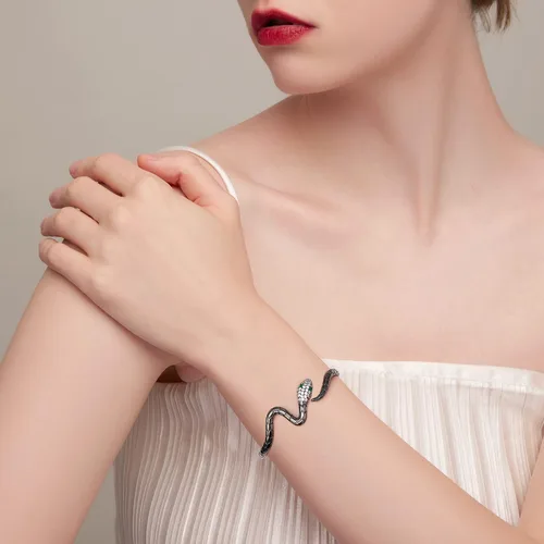 Miniatura 5 de Pulseras de serpiente, pulsera de serpiente ajustable, brazalete abierto, pulsera de plata con envoltura de serpiente de derivación, pulseras de oro