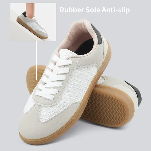Miniatura 6 de JENN ARDOR Tenis de moda para mujer: tenis de goma antideslizante para caminar, parte superior de piel sintética transpirable y gamuza, plantilla