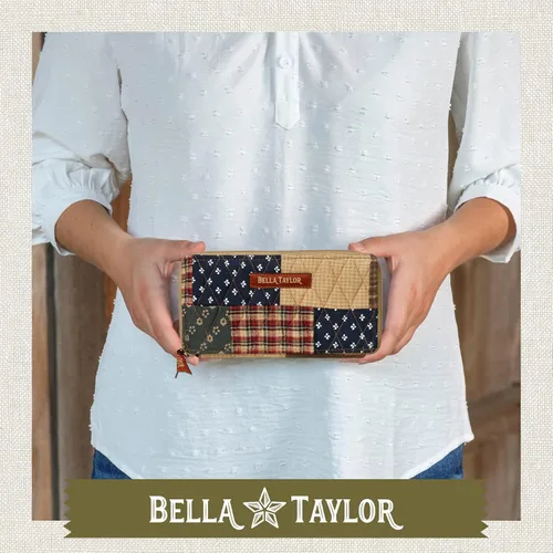 Miniatura 2 de Bella Taylor Cartera delgada para mujer Cartera con cremallera y protección RFID, Parche primitivo, Patchwork