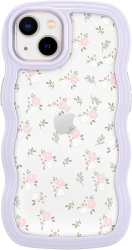 Miniatura 21 de ZCDAYE Funda compatible con iPhone 11, diseño floral estético, bonita funda rizada y ondulada para mujeres y niñas, funda de TPU suave a prueba