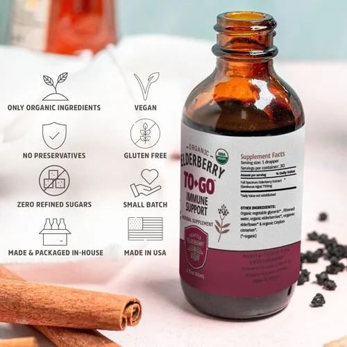 Miniatura 3 de to-Go Immune Booster - Delicioso, vegano, sin gluten, suplemento de hierbas tintura con potentes beneficios inmunológicos hechos solo