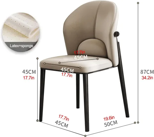 Miniatura 3 de Silla de comedor, sillas de cocina de cuero, sillas de comedor con patas de metal, silla de sala de espera para vestíbulo, sala de entrenamiento