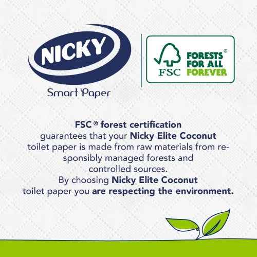 Miniatura 7 de Nicky Elite Coconut Fresh - Papel higiénico con 45 rollos de papel higiénico blanco, 168 hojas por rollo, 3 capas, aroma exótico de coco, suavidad