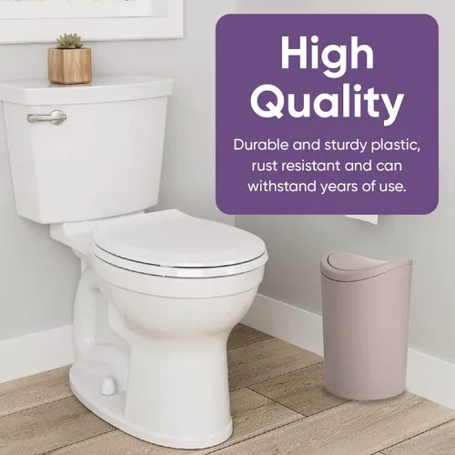 Miniatura 8 de Superio Mini cubo de basura para baño con tapa, moderno mini cubo de basura con tapa abatible (1 1/2 galón, 6 litros) de plástico para cocina, baño