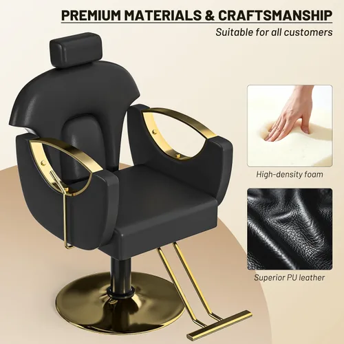 Miniatura 7 de FreSup Silla de salón para estilista, sillas de estilista con bomba hidráulica resistente, silla giratoria de 360°, silla de estilo ajustable