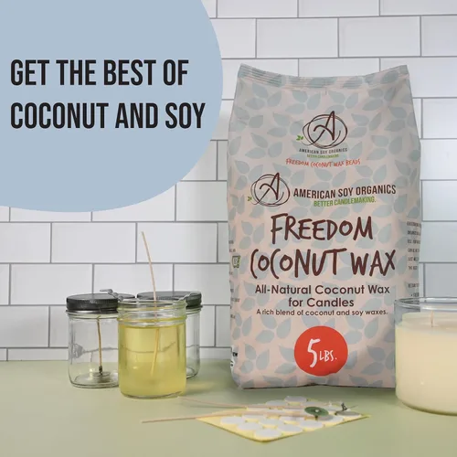 Miniatura 2 de American Soy Organics Freedom - Cuentas de cera de soja de coco para hacer velas, suministros naturales para hacer velas, sin parafina, cera