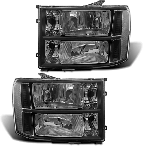 Miniatura 12 de para Sierra 1994-1998 Conjunto de Faros compatible con GMC C10/Sierra/Suburban/Yukon 1994-1998 con Parachoques y Esquina Carcasa Cromada