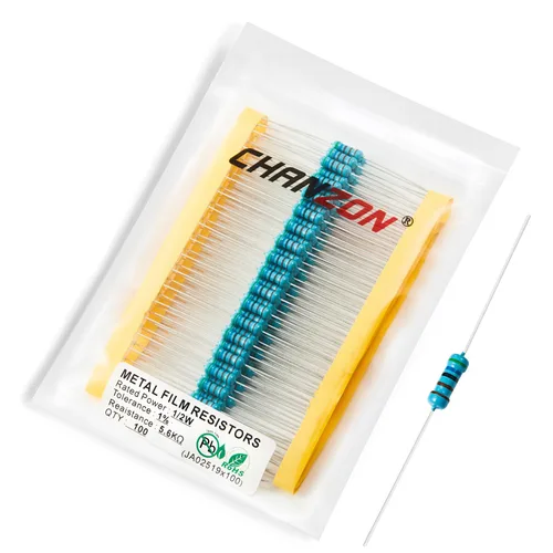 Miniatura 19 de Chanzon - 100 resistencias de película metálica 1/2 W (0.5 W) 10 Ω ohmios ±1% de tolerancia 10R MF, resistencias de agujero pasante con limitación