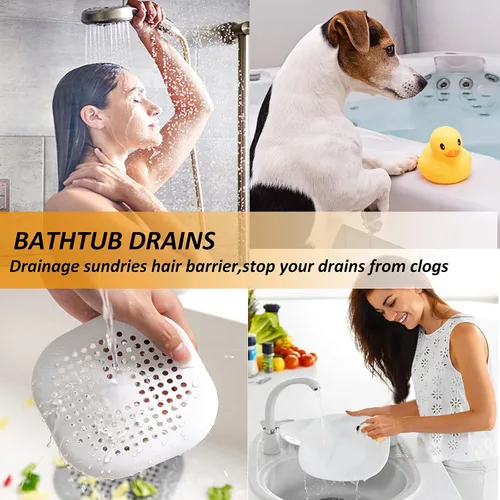 Miniatura 5 de Recolector de cabello cuadrado con ventosas para desagüe, tapón de silicona para ducha, fácil de instalar para baño, tina y cocina, 2