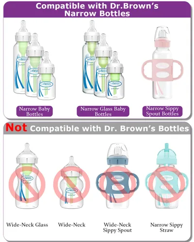 Miniatura 4 de Tetinas para beber para biberón estrecho y biberones de vidrio del Dr. Brown's, pezón de silicona suave con pajilla, 6 meses + 4 unidades 4