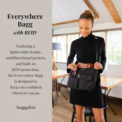 Miniatura 111 de Baggallini womens Everywhere Bagg Crossbody Women 11x9 Lightweight Nylon Hobo Water-resistant Travel Bag W/Rfid