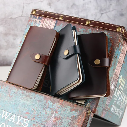 Miniatura 5 de MY MEMORY Cuaderno de bolsillo de cuero hecho a mano, cuaderno de viaje pequeño de cuero genuino, mini bloc de notas de papel rayado para mujeres