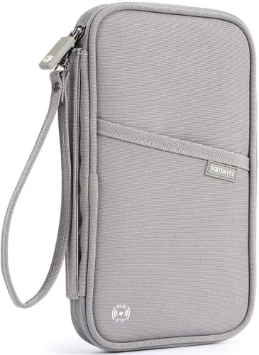VanFn Cartera RFID para pasaporte de viaje, soporte para pasaporte familiar, organizador de documentos de viaje serie P.Travel (nailon, gris)