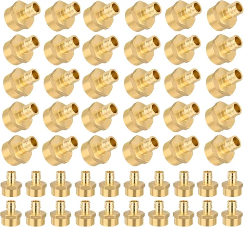Miniatura 23 de Paquete de 5 accesorios PEX-A, adaptador NPT hembra de expansión de latón de 1 x 1 pulgada, adaptador roscado hembra PEX ASTM F1960 para tubos Pex