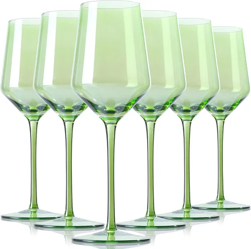 Miniatura 10 de Physkoa Juego de copas de vino de color ámbar de 6 a 16 onzas, copas de vino marrón con tallo largo alto y parte inferior de tulipán, cristalería