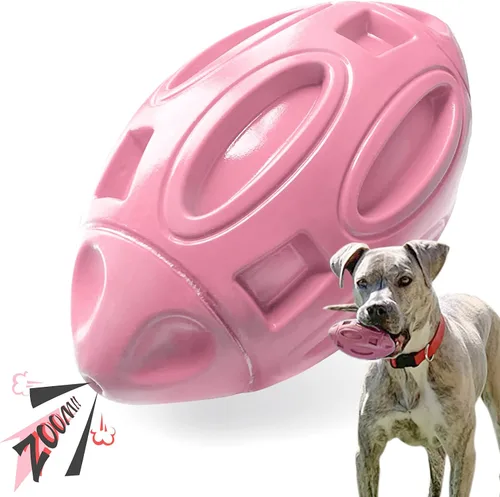 Miniatura 10 de EASTBLUE Juguetes para perros con sonido para masticadores agresivos: Bola de goma para cachorros con chirriador, juguete para mascotas casi