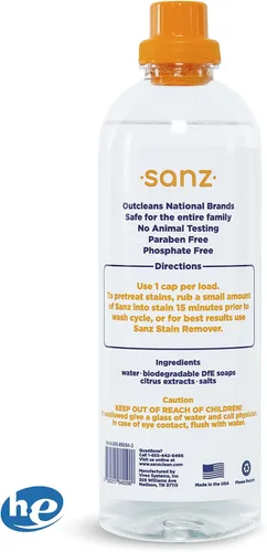 Miniatura 2 de SANZ Detergente hipoalergénico y biodegradable para ropa – supera a las marcas líderes*, libre y transparente, 64 cargas