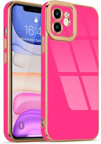 Miniatura 161 de Lafunda Diseñada para iPhone 13 Pro, fundas lujosas con chapado lindo para mujeres y niñas, elegante borde dorado, a prueba de golpes, TPU con funda