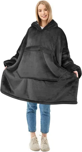 Miniatura 13 de Solaris Manta de gran tamaño con capucha y bolsillo para mascotas, cálida y súper suave y acogedora sudadera Sherpa con capucha para mujeres