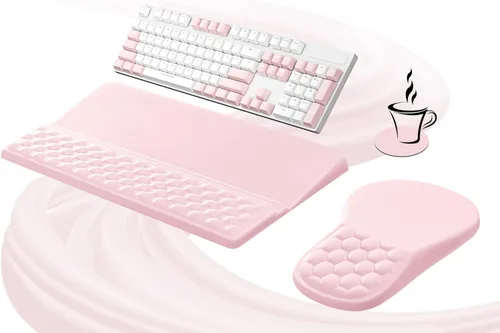 Miniatura 13 de Ospelelf Almohadilla Ergonómica para Mouse y Soporte con Reposamuñecas para Teclado, Comodidad de Espuma Viscoelástica, Alivio del Dolor para Flores