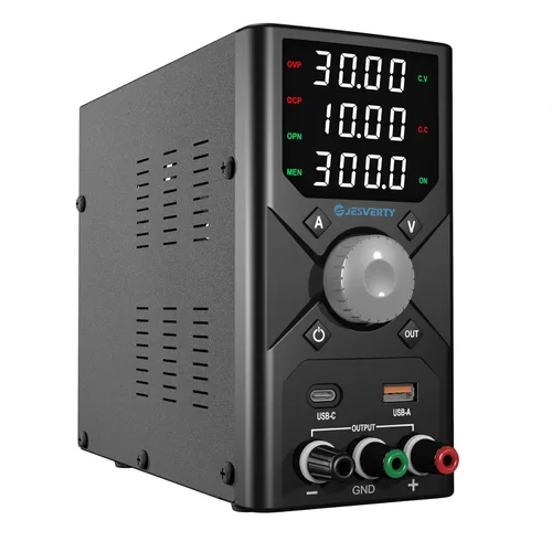 Miniatura 11 de Fuente de alimentación de CC variable, 0-30V 0-10A Fuente de alimentación de banco regulada de CC con pantalla LED de 4 dígitos de alta precisión