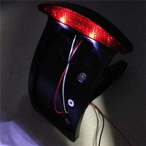 Miniatura 5 de MT301-A-BK Soporte de matrícula curvado lateral negro con luz LED de freno trasera, 7/8 pulgadas o 1 pulgada de ejes, compatible con Suzuki Kawasaki