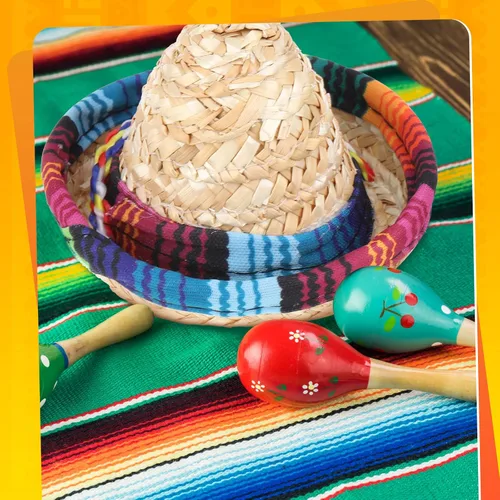 Miniatura 5 de Haysandy 18 piezas de mini sombrero, sombrero de paja para fiesta, sombrero mexicano, decoraciones de fiesta de carnaval para mascotas, niños