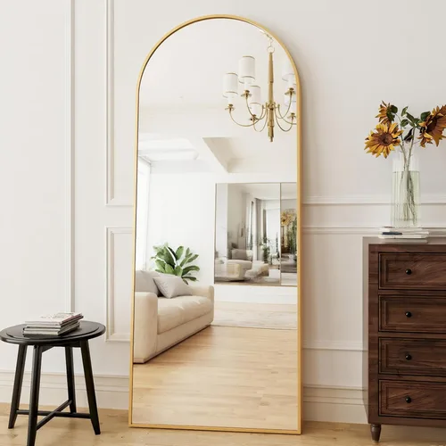 Miniatura 5 de Espejo de Cuerpo Completo, 71"x26" Espejo Arqueado de Cuerpo Completo, Espejo de Arco con Soporte, Espejos de Pie Grandes, Espejos de Cuerpo Dorado