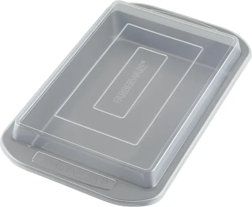 Miniatura 9 de Farberware Bandeja antiadherente para hornear con tapa, molde antiadherente para pasteles con tapa, rectangular, 9 x 13 pulgadas, color gris