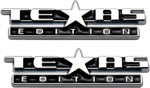 2 calcomanías de tamaño pequeño para tablero de instrumentos de la edición de Texas, placa de identificación 3D (negro cromado)