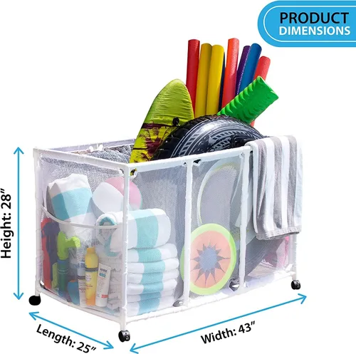 Miniatura 2 de Soporte para fideos de piscina, juguetes, pelotas y flotadores, organizador de almacenamiento de malla, altura para niños, grande