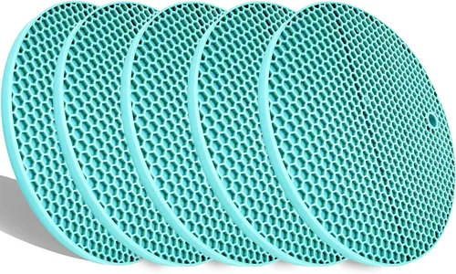 Miniatura 11 de Salvamanteles de silicona extra gruesos, soporte para ollas y guantes de horno, salvamanteles resistentes al calor para platos calientes, Café