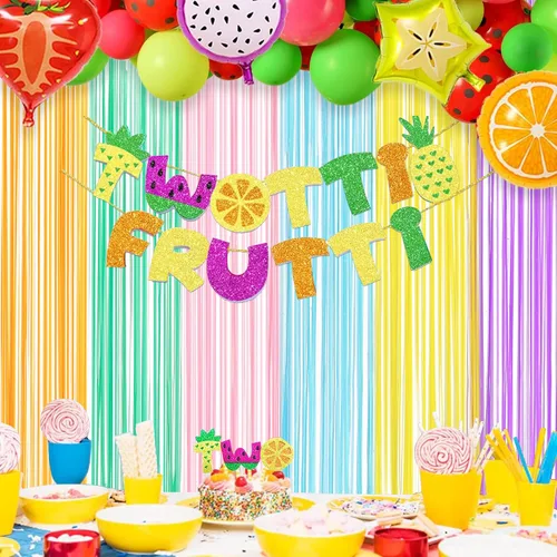 Miniatura 6 de GREATRIL - Fondo de fiesta con cortina de oropel en tonos pastel, cortina de flecos de papel aluminio para cabina de fotos y cumpleaños, Pascua