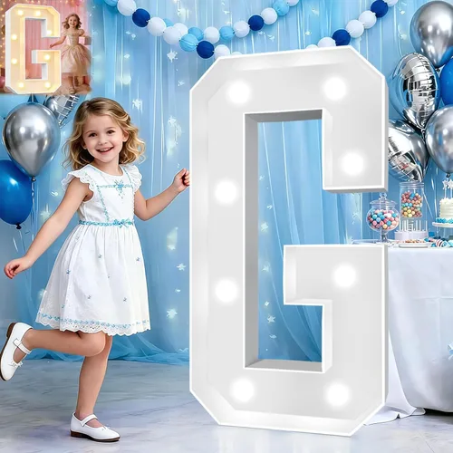 Miniatura 46 de Pooqla Letras de marquesina iluminadas de 3 pies, letras de marquesina con luz LED blanca fría y blanca cálida, letras de mosaico gigante para Letra