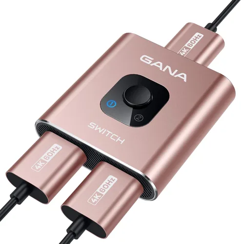 Miniatura 9 de Conmutador HDMI 4k@60hz divisor, GANA conmutador HDMI bidireccional de aluminio 2 en 1 salida, Hub HDMI manual compatible con HD, compatible