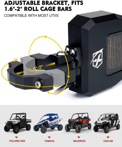 Miniatura 3 de Xprite Espejos retrovisores laterales de UTV de aluminio compatibles con todas las jaulas de barra antivuelco de 1.6-2 pulgadas, espejos azules