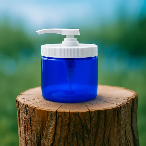 Miniatura 3 de Royal Massage Tarro de bomba de aceite de masaje/loción/crema vacío transparente de 16 oz con tapa de giro de bloqueo - azul