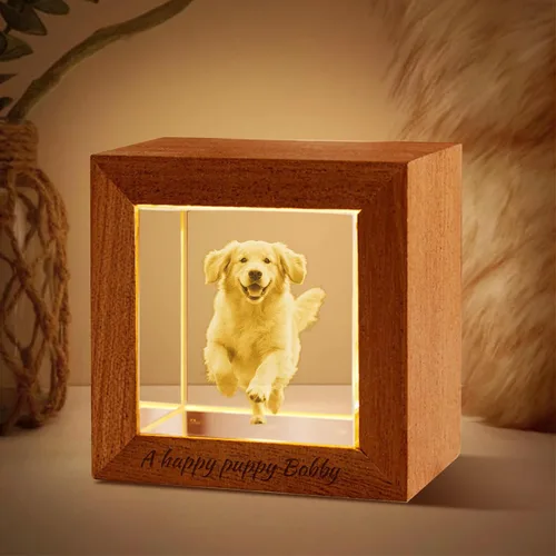 Miniatura 8 de Lámpara de noche personalizada de foto 3D en cristal – Bola de foto de vidrio personalizada con grabado de imagen 3D personalizada, base de madera