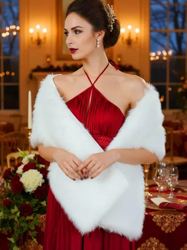 Miniatura 11 de Aukmla Chal de piel sintética para boda, chal de piel de novia, estola de piel de invierno, para novias y damas de honor