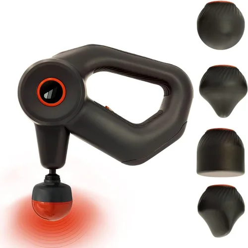 Wellbody Masajeador de percusión de tejido profundo con tecnología de bola de calor, 3 opciones de velocidad, pistola de masaje portátil de mano