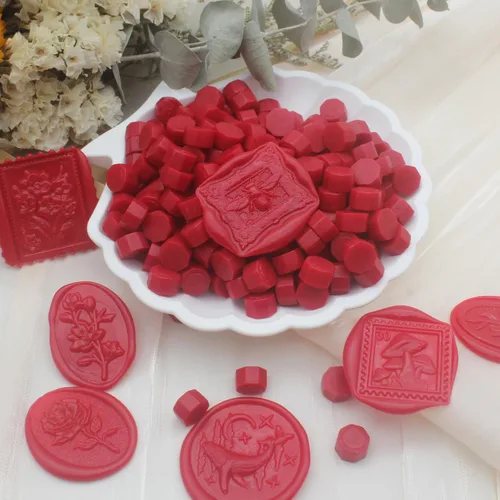 Miniatura 6 de 600 cuentas de sello de cera roja, pellets de cera de sellado premium para sellos de sellos, invitación de boda, sobre de cartas, decoraciones