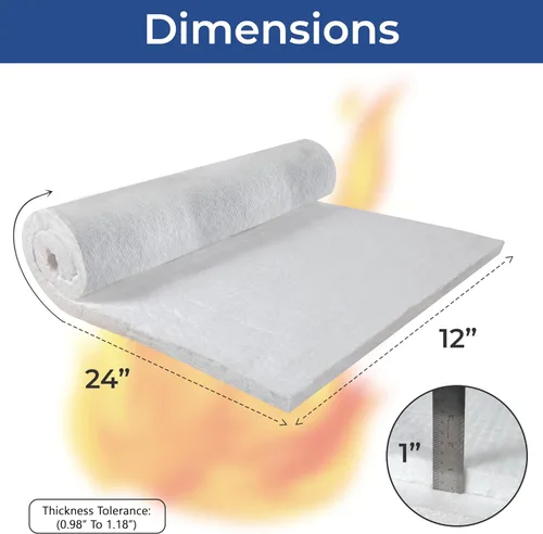 Miniatura 2 de SIMOND STORE Manta aislante de fibra de cerámica, densidad 4# 2400F, 1 "x 12" x 24 pulgadas, aislamiento ignífugo para chimenea, forja, horno
