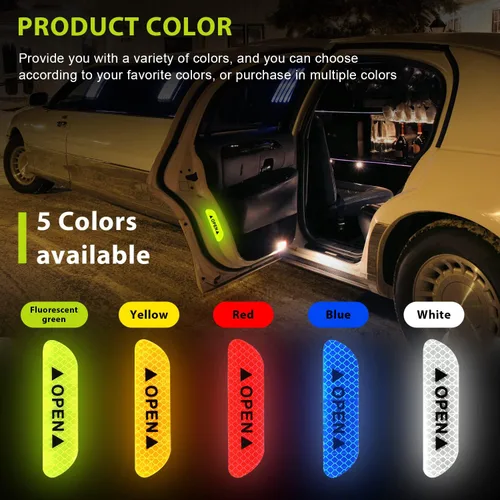 Miniatura 7 de 4 calcomanías reflectantes anticolisión para puerta de automóvil, cinta adhesiva de advertencia de precaución de seguridad para automóvil, camión