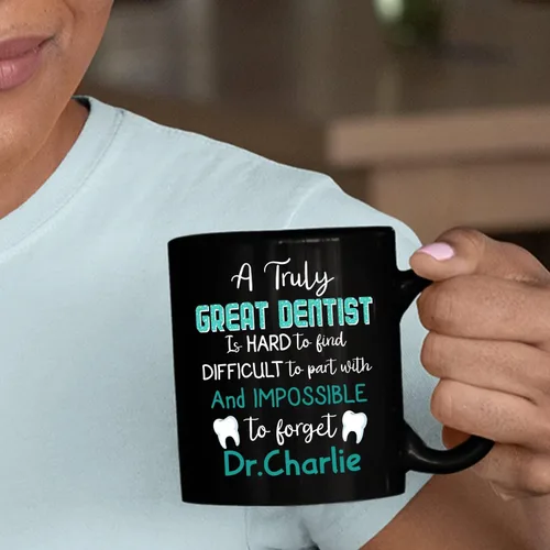 Miniatura 6 de Taza de café con texto en inglés "A Truly Great Dentist Is Hard To Find Difficult", taza de café negra de 11 onzas y 15 onzas, regalo personalizado