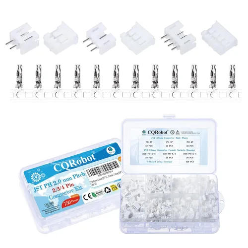 Miniatura 106 de CQRobot JST EL 4.5 mm de paso 2 pines conector electrónico IC macho, enchufes hembra carcasa y kit de terminales de crimpado en T macho/hembra. 50